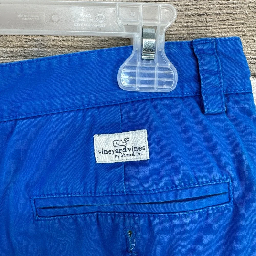 Vineyard Vines Mens 30 Royal Blue Breaker Cotton Twill Flat Front Chino Shorts
